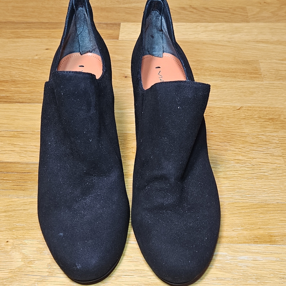 Via Spiga Black Suede Wedge Ankle Booties Size 9.5